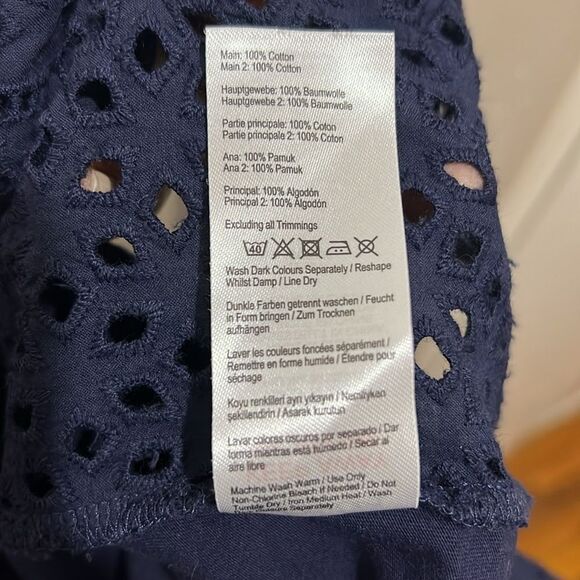 Joules Women's Size 4 Navy Open Weave Pull On T Shirt Blouse - Picture 7 of 8